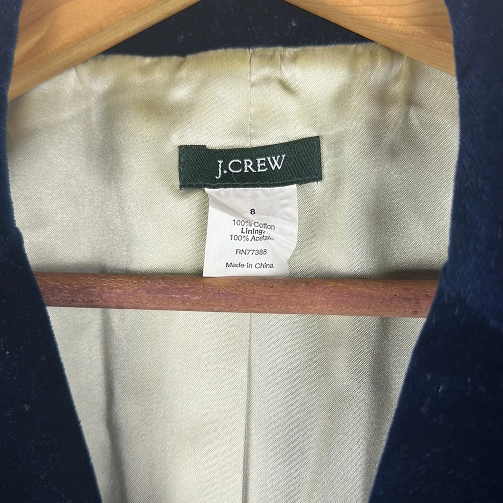 J. Crew Dark Navy Velvet Blazer Jacket Women’s 8 - Picture 3 of 8